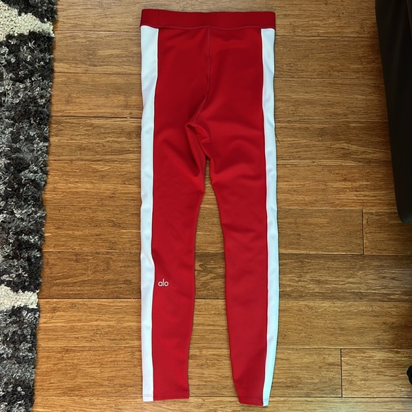 NEW ALO Red Leggings White Stripe sz XXS - Picture 2 of 4